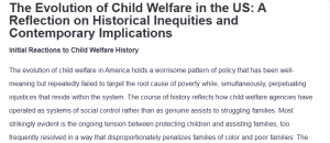 The Evolution of Child Welfare in the US: A Reflection on Historical Inequities and Contemporary Implications