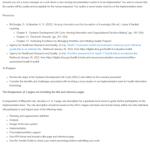 The Role of the Nurse Informaticist in Systems Development and Implementation