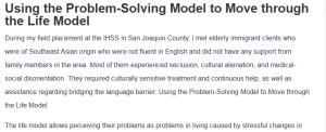 Using the Problem-Solving Model to Move through the Life Model
