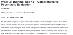 Week 3: Training Title 43 – Comprehensive Psychiatric Evaluation