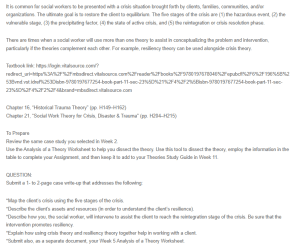 Application of Crisis Theory and Resiliency Theory to a Case Study