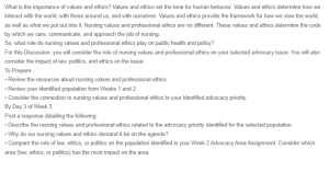 Discussion - Nursing Values and Professional Ethics