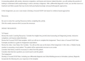 Focused SOAP Note for Anxiety, PTSD, and OCD
