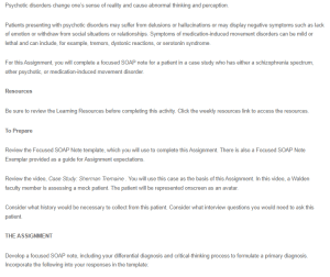 Focused Soap Note for Schizophrenia Spectrum, Other Psychotic, and Medication-Induced Movement Disorders