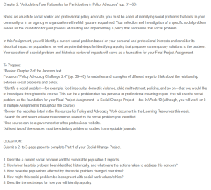 Identification of a Social Problem - Housing insecurity 