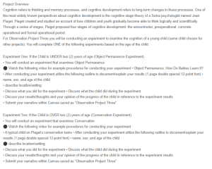 Observation Project Three - Experiments