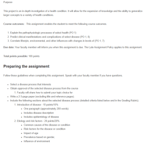 Pathophysiological Processes Paper - Alzheimer’s Disease (AD)
