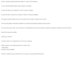 Pharmaceutical Treatment Regimens for Pediatric and Adult Patients