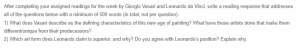 Reading Response - Giorgio Vasari and Leonardo da Vinci