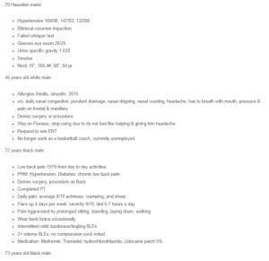 Patient Log Case Scenarios
