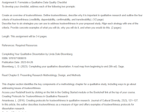 Qualitative Data Quality Checklist - Trustworthiness in Phenomenological Research