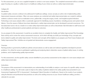 Root-Cause Analysis and Safety Improvement Plan