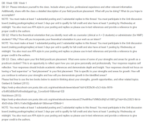 Week 1 Discussion Boards- Personal Reflection