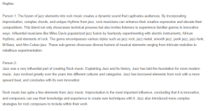 Discussion and Responses - Main Elements from Jazz and Rock