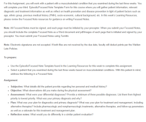 Episodic Visit - Musculoskeletal Focused Note