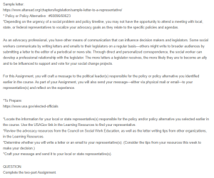 Letter to the Representative