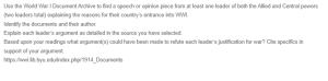 Reasons for Entry into World War I