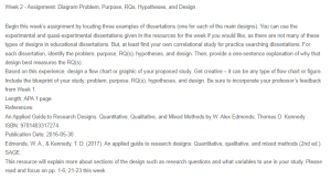 Diagram Problem, Purpose, RQs, Hypotheses, and Design