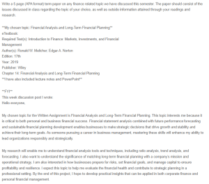 Financial Analysis and Long-Term Financial Planning