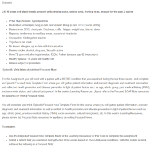 Musculoskeletal Focused Note