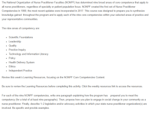 National Organization of Nurse Practitioner Faculties (NONPF) Competencies