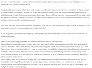 Science in Science Fiction Report