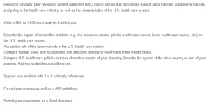 The Role of Labor Markets, Competitive Markets, and Policy in the U.S. Health Care