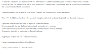 Understanding Economic Principles and Tools in Health Care Finance
