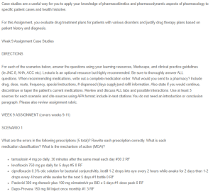 Week 9 Pharmacological Case Studies