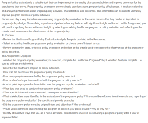 Assessing a Healthcare ProgramPolicy Evaluation
