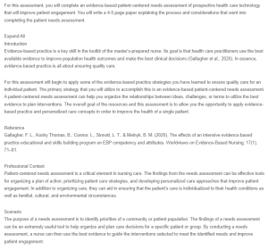 Evidence-Based Patient-Centered Needs Assessment