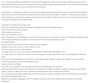 Evidence-Based Proposal and Annotated Bibliography on Technology in Nursing